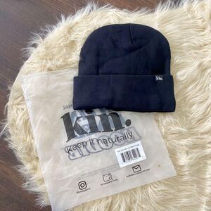 New KIN keep it Natural Black Jersey Satin Lined Beanie Size XL